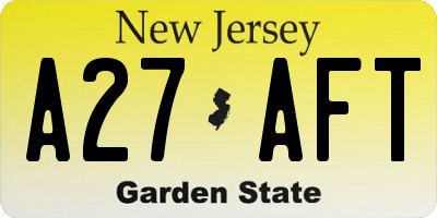 NJ license plate A27AFT