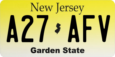 NJ license plate A27AFV