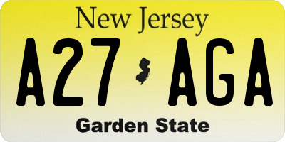 NJ license plate A27AGA