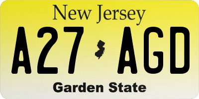 NJ license plate A27AGD