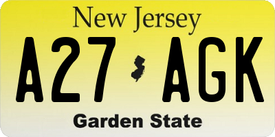 NJ license plate A27AGK
