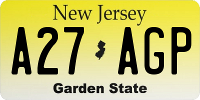 NJ license plate A27AGP