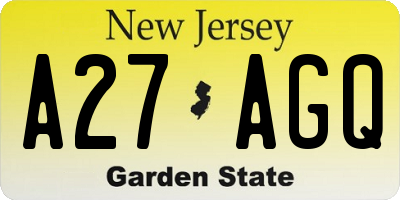 NJ license plate A27AGQ