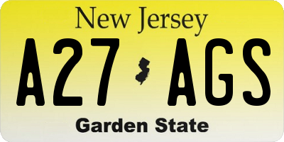 NJ license plate A27AGS