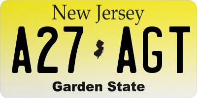 NJ license plate A27AGT
