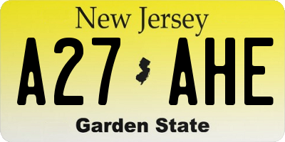NJ license plate A27AHE