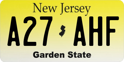 NJ license plate A27AHF
