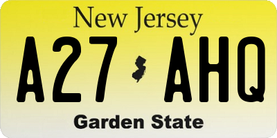 NJ license plate A27AHQ