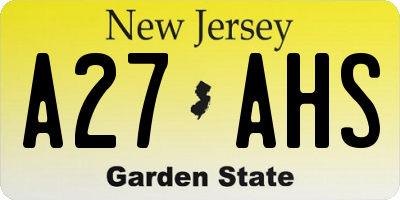 NJ license plate A27AHS