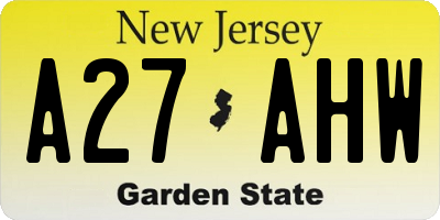 NJ license plate A27AHW