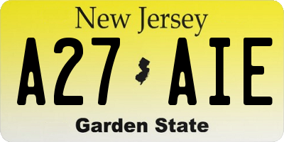 NJ license plate A27AIE