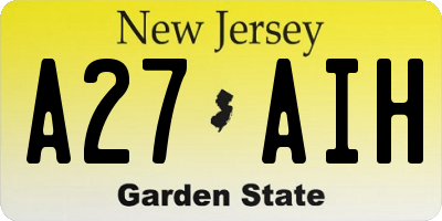 NJ license plate A27AIH