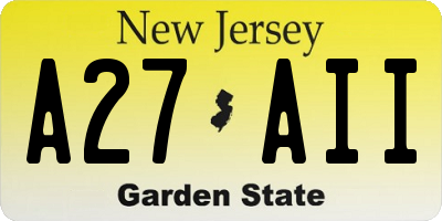 NJ license plate A27AII