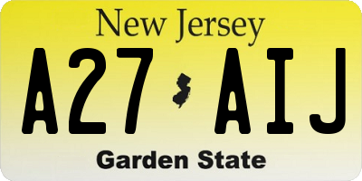 NJ license plate A27AIJ