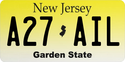 NJ license plate A27AIL