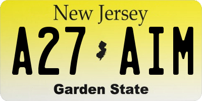 NJ license plate A27AIM