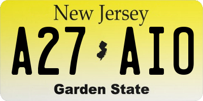NJ license plate A27AIO