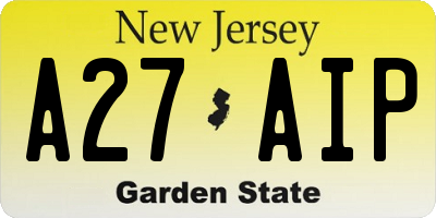 NJ license plate A27AIP