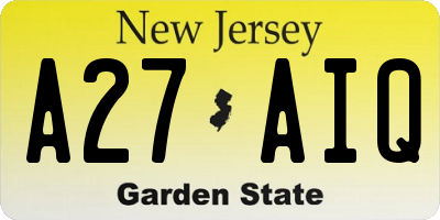NJ license plate A27AIQ