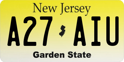 NJ license plate A27AIU