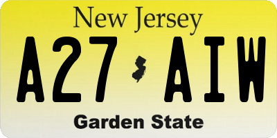 NJ license plate A27AIW