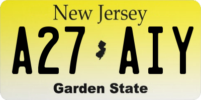 NJ license plate A27AIY