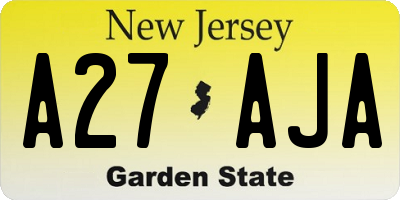 NJ license plate A27AJA