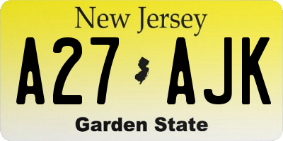 NJ license plate A27AJK