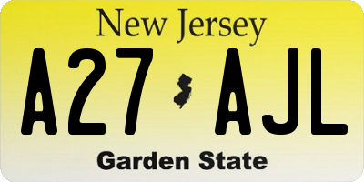 NJ license plate A27AJL