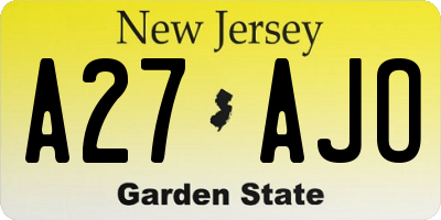 NJ license plate A27AJO