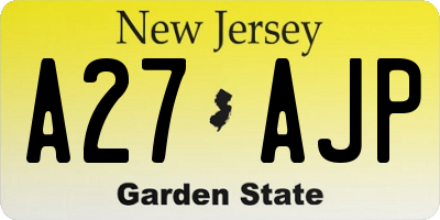 NJ license plate A27AJP