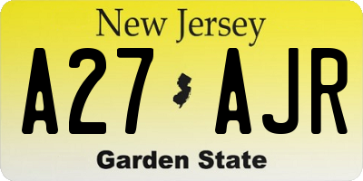 NJ license plate A27AJR
