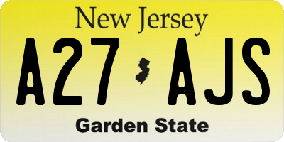 NJ license plate A27AJS