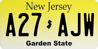 NJ license plate A27AJW