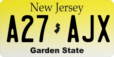 NJ license plate A27AJX