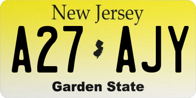 NJ license plate A27AJY