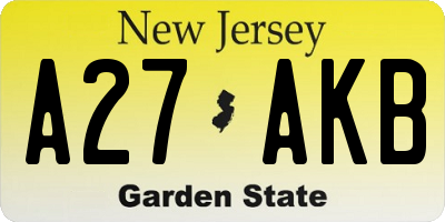 NJ license plate A27AKB