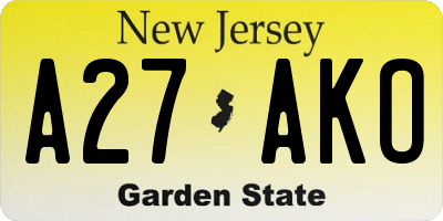 NJ license plate A27AKO