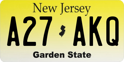 NJ license plate A27AKQ