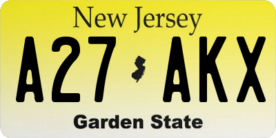 NJ license plate A27AKX