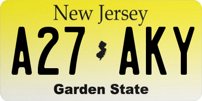 NJ license plate A27AKY