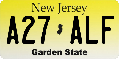NJ license plate A27ALF