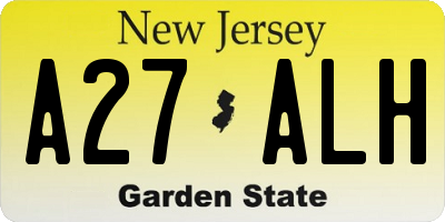 NJ license plate A27ALH