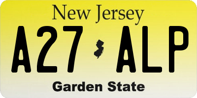 NJ license plate A27ALP