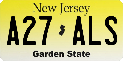 NJ license plate A27ALS