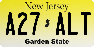 NJ license plate A27ALT