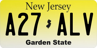 NJ license plate A27ALV