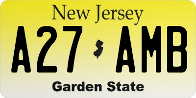 NJ license plate A27AMB