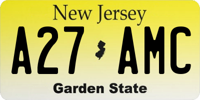 NJ license plate A27AMC