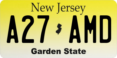 NJ license plate A27AMD